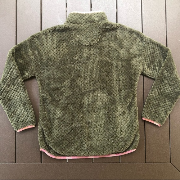 Simply Southern Olive Fluffy Pullover with Pink Trim Size S - Picture 2 of 8